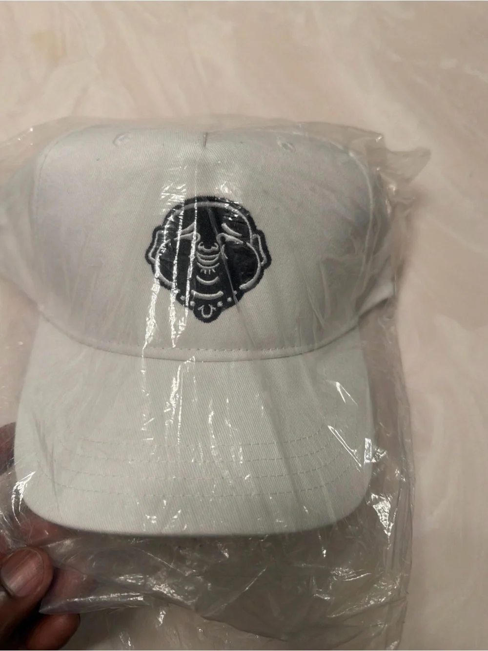 True Religion White Baseball Cap with Black Logo Patch